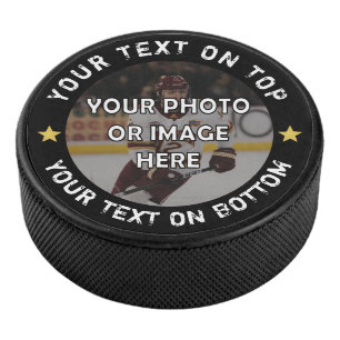 Custom Photo Your Text and Colour Personalised Hockey Puck