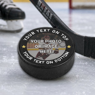 Custom Photo Your Text and Colour Personalised Hockey Puck