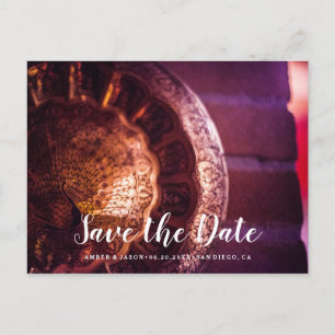 Custom Photograph Indian wedding Save the Date Announcement Postcard