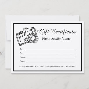 Custom Photography Gift Certificate Invitation