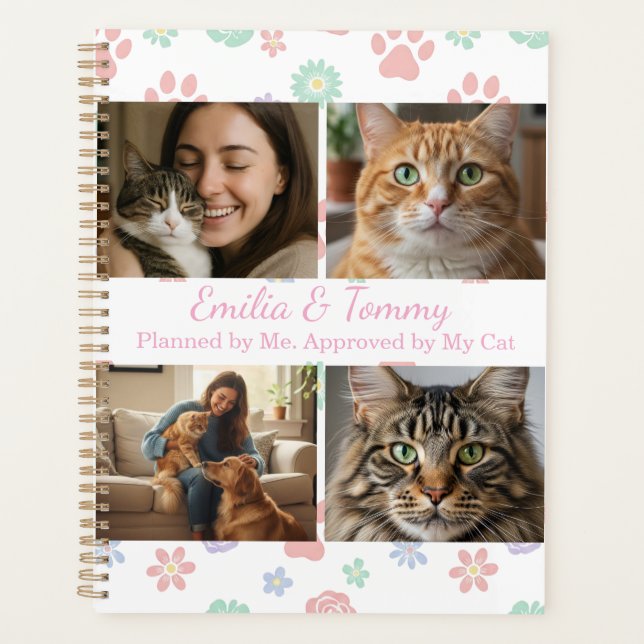 Custom Photos and Names Planner Cover Cat Lovers (Front)