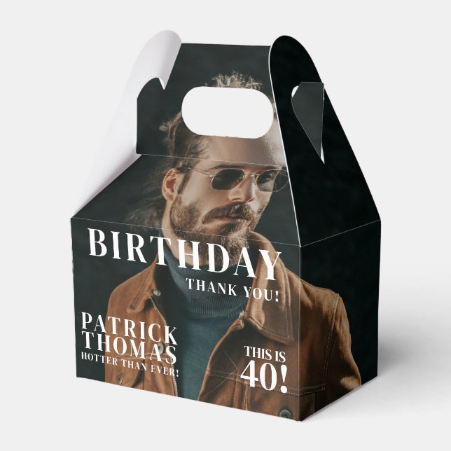 Custom Photos Birthday Magazine Cover Male 40th Favour Box (Front Side)
