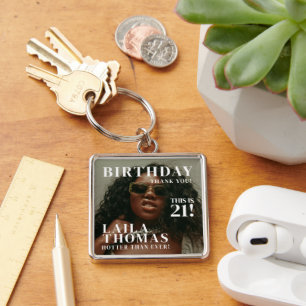 Custom Photos Birthday Party Magazine Cover Key Ring