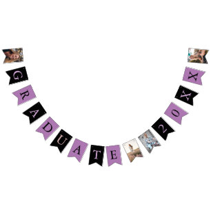 Custom Photos Chic Purple Black Graduate Bunting