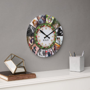 Custom Photos Collage Clock Gift for Christmas