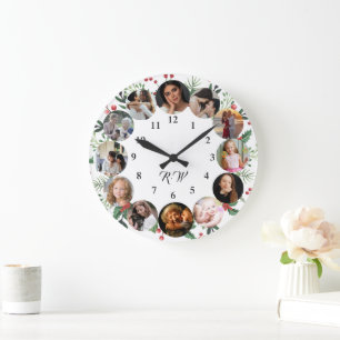 Custom Photos Collage Clock   Gift for Christmas