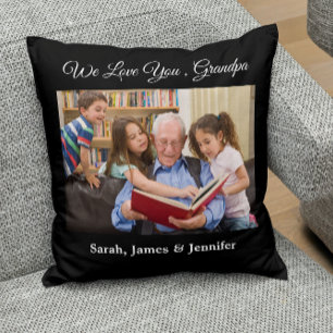 Custom photos grandkids names we love you grandpa  cushion