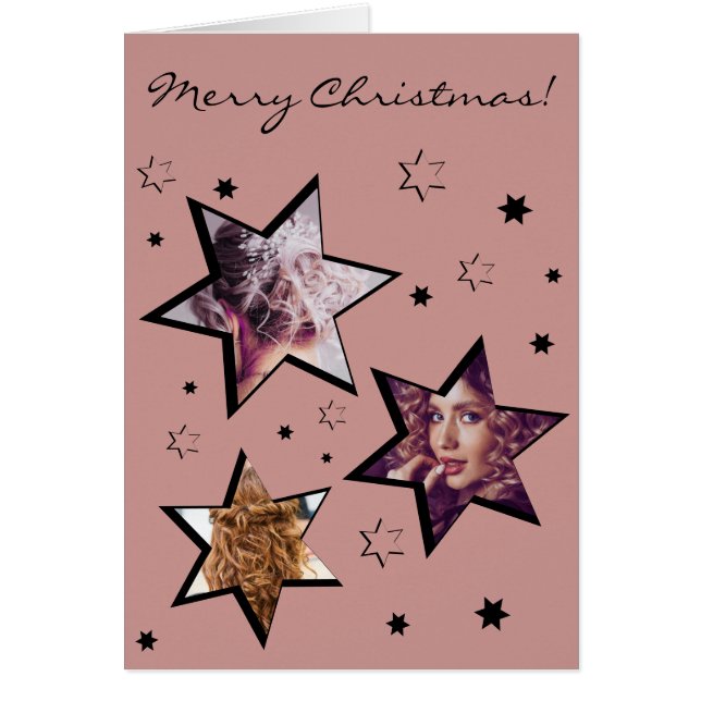 Custom Photos Hairdresser Stary Christmas Card (Front)