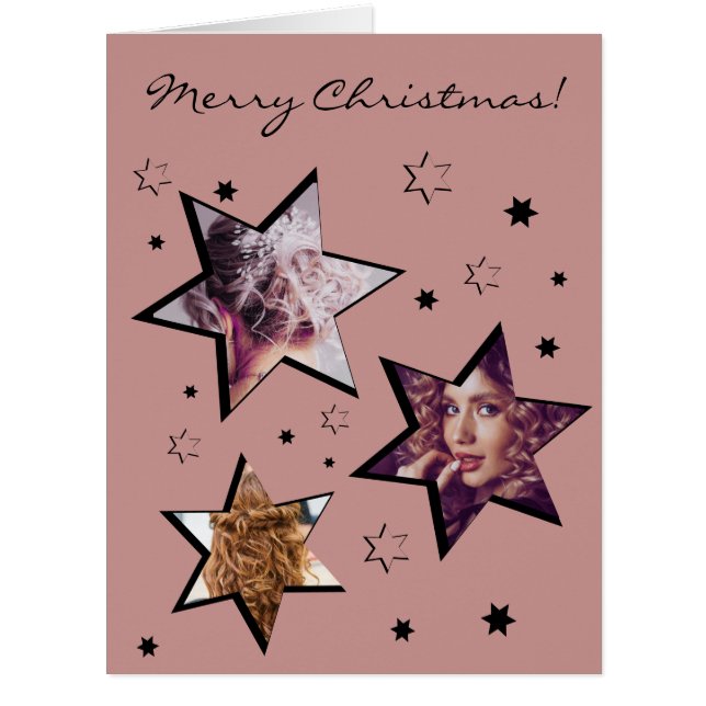 Custom Photos Hairstylist Christmas Stars Card (Front)