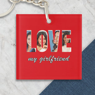 Custom Photos Love My Girlfriend Stylish Red Key Ring