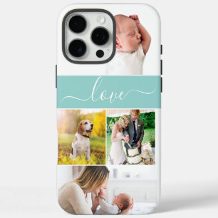 Custom Photos Memories Love Script robin egg blue iPhone 16 Pro Max Case