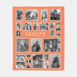 Custom Photos Name 26 Pictures Black & White Coral Fleece Blanket