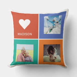 Custom photos & name Colour Squares Cushion