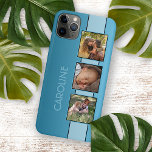Custom Photos Name On Aqua Turquoise Blue iPhone 11Pro Max Case<br><div class="desc">Stylish and classy chic simple elegant modern design, with room to customise or personalise with photo's, and name, monogram or initials of your choice. Beautiful, modern and cool cover for the trend-savvy and art-loving hip trendsetter, artsy motif lover who wants to protect their phone from dust and dirt, wear and...</div>