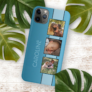 Custom Photos Name On Aqua Turquoise Blue iPhone 16 Pro Max Case