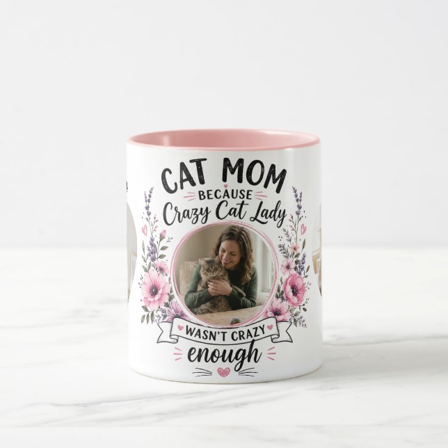 Custom Photos & Names Cat Mum Gift Mug (Center)