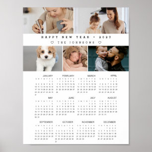 Custom Photos New Year 12 Month 2027 Calendar Poster