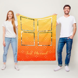 Custom Photos On Yellow And Orange Fleece Blanket