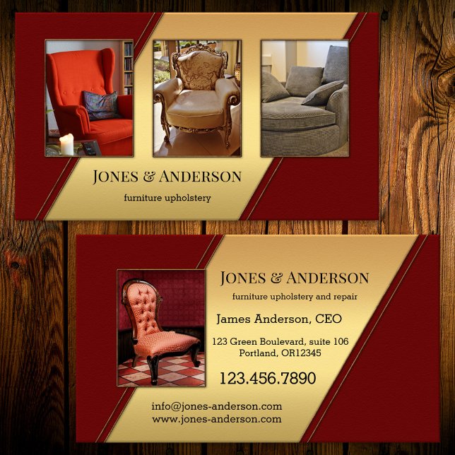 Custom Photos Portfolio Furniture Upholstery Business Card (Creator Uploaded)
