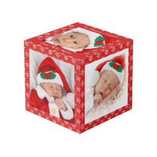 Custom Photos Santa Baby Red With Snowflakes SQ Cube