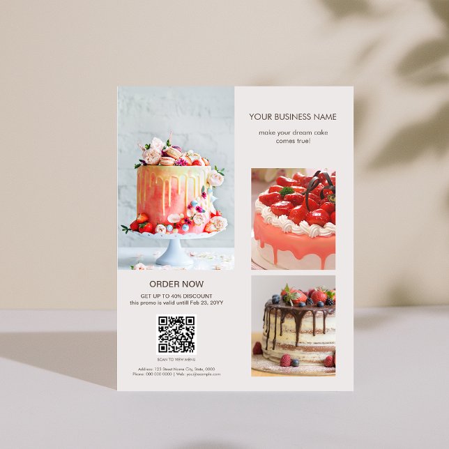 Custom Photos Scan QR Code Menu Cake Bakery Flyer (Custom Photos Scan QR Code Menu Cake Bakery Flyer)