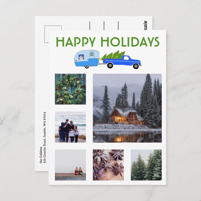 CUSTOM PHOTOS Truck Camper Christmas Holiday  Postcard (Front/Back)