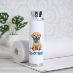 Custom Pi Day Dog With Pi Symbol   Happy Pi Day Water Bottle