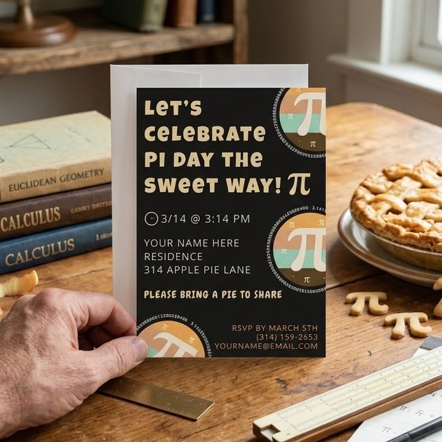 Custom Pi Day Pie Party Invitation Template Card (Creator Uploaded)