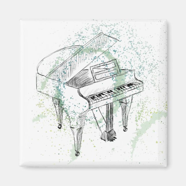 Custom Piano Illustration Art Drawing Music Lovers Magnet (Front)