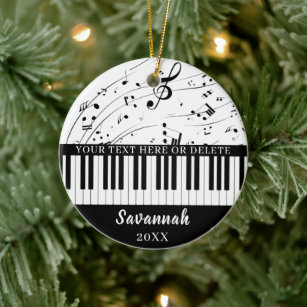 Custom Piano Keyboard Music Notes Personalised Ceramic Ornament