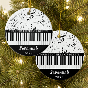 Custom Piano Keyboard Music Notes Personalised Ceramic Ornament