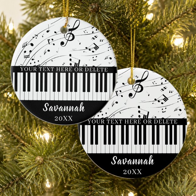 Custom Piano Keyboard Music Notes Personalised Ceramic Ornament (Creator Uploaded)