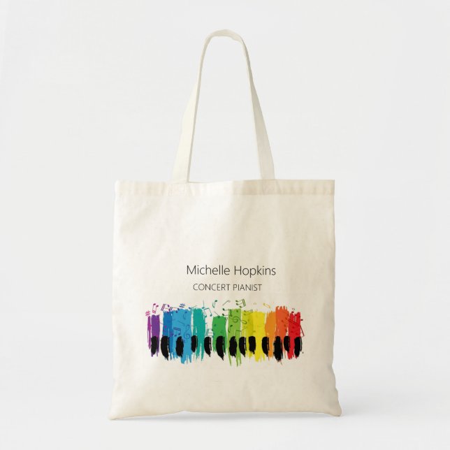 Custom piano keys tote bag for teacher and student (Front)