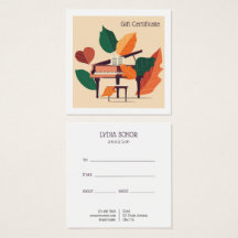 Custom Piano Music Lessons Gift Certificate