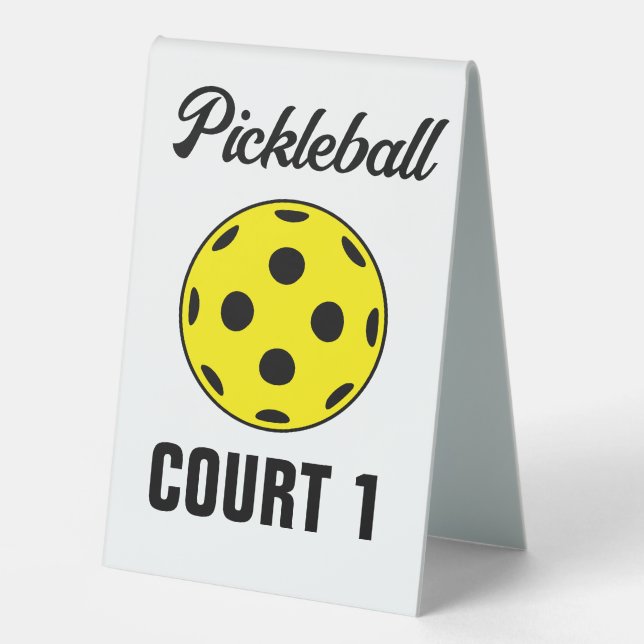 Custom pickleball court table tent sign (Front)