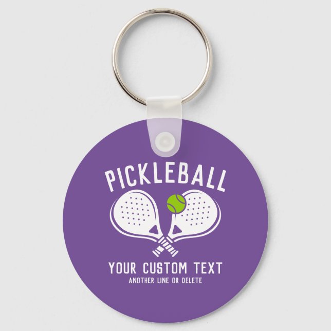 Custom Pickleball Lover's Team Club Paddle & Ball Key Ring (Front)