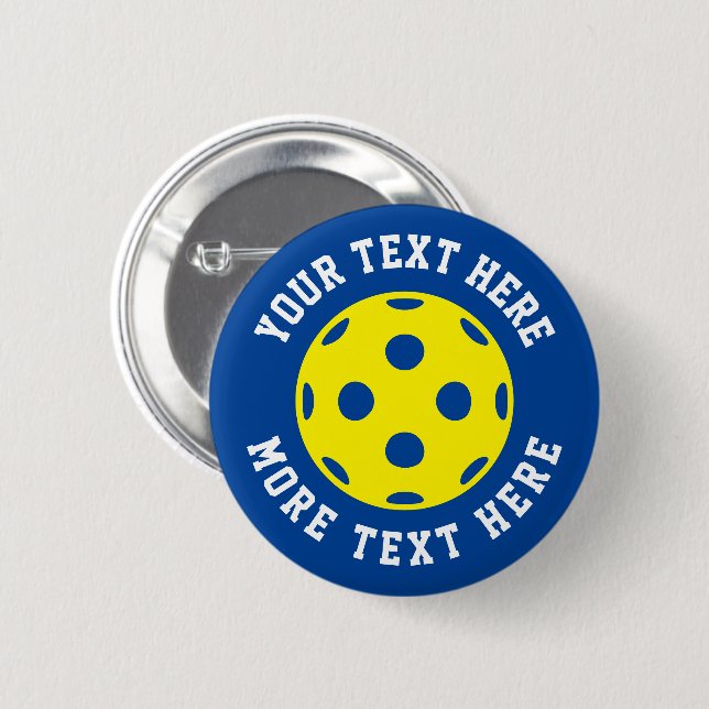 Custom pickleball name buttons with yellow ball (Front & Back)