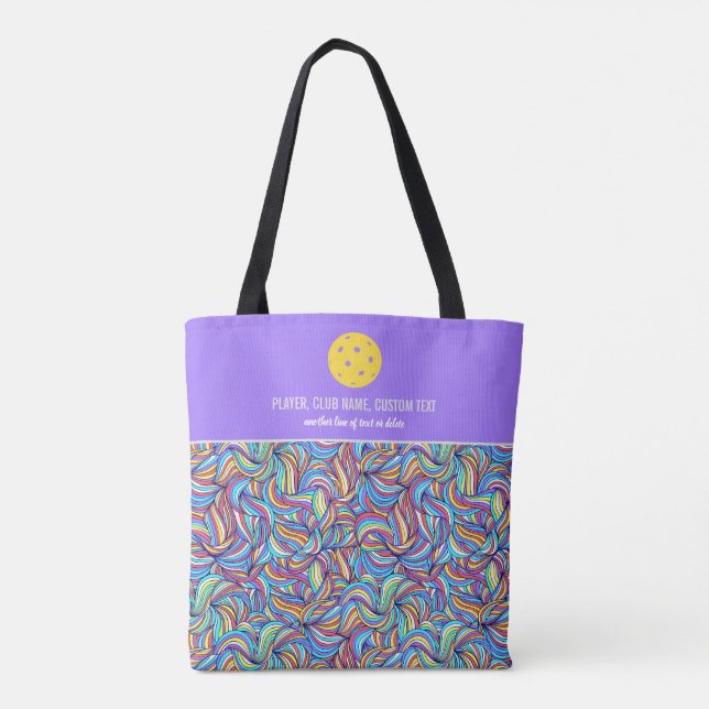Custom Pickleball Paddle Colourful Doodle Pattern Tote Bag (Back)
