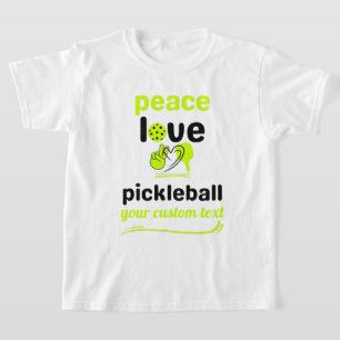 custom Pickleball Peace and Love green text T-Shirt