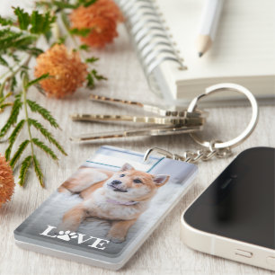 Custom Picture Love Paw Quote Text Key Ring