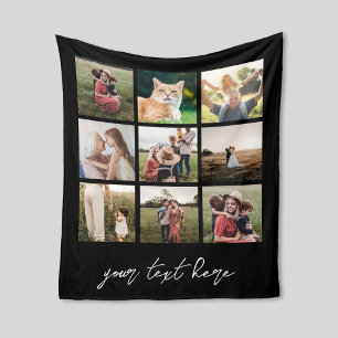 Custom Picture Personalised 9 Photo Collage Fleece Blanket