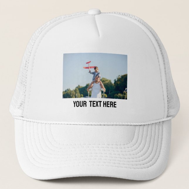 Custom Picture Text Birthday Party Summer Vacation Trucker Hat (Front)