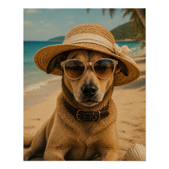 Custom Picture & Text Retro Beach Poster (Front)