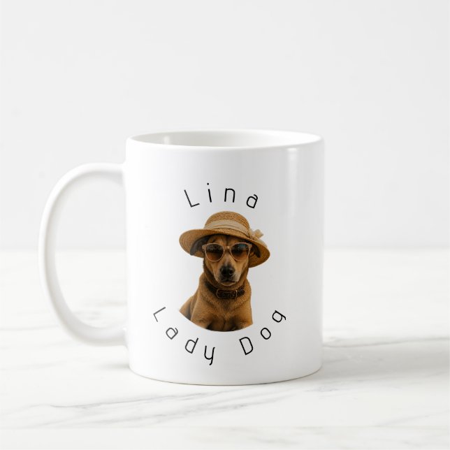 Custom Picture & Text Retro Beach Poster Coffee Mug (Left)