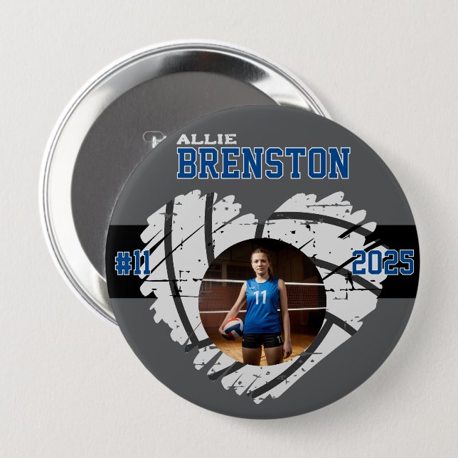 Custom Picture Volleyball Player personalised 10 Cm Round Badge (Front & Back)