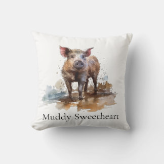 Custom Pig Farmhouse Cottage Accent Cushion