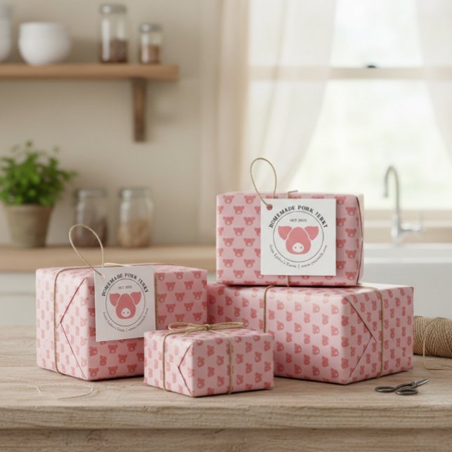 Custom Pig Head Silhouettes for Meat Business  Wrapping Paper (Creator Uploaded)
