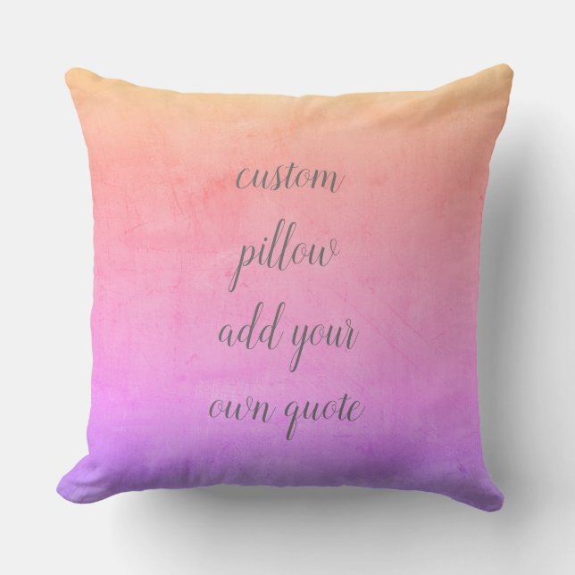 custom pillow add your own quote pink and grey (Front)