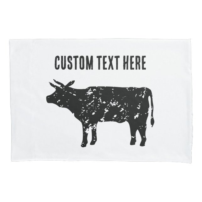 Custom pillow case sleeve with black cow drawing (Front)