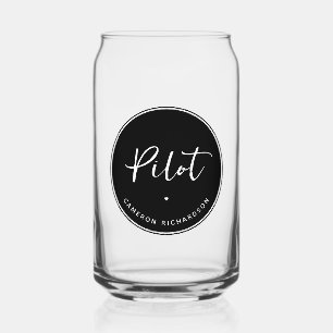 Custom Pilot Aviation School Graduation Elegant Can Glass